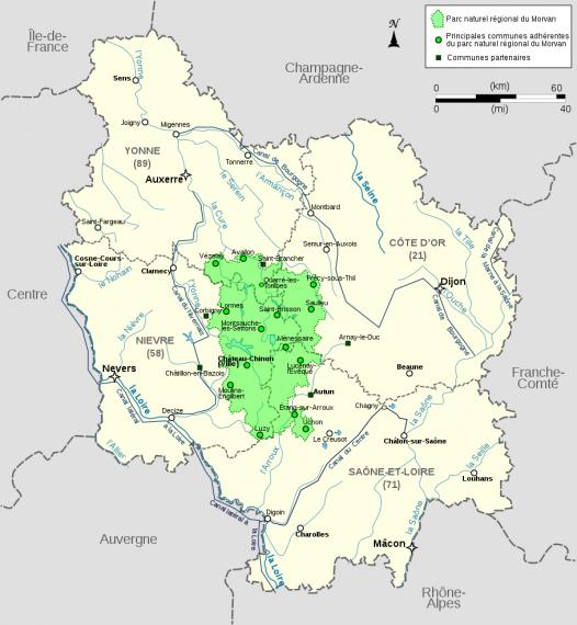 Localisation précise du Morvan. Carte fournie par LeMorvandiau