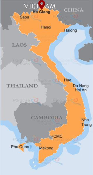 Ha Giang sur la carte du Vietnam